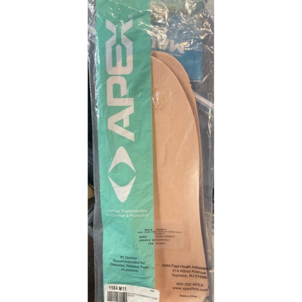 Apex Contour Thermothotic Shoe Insoles Men's SZ 11 Diabetic Relief 1584 NEW